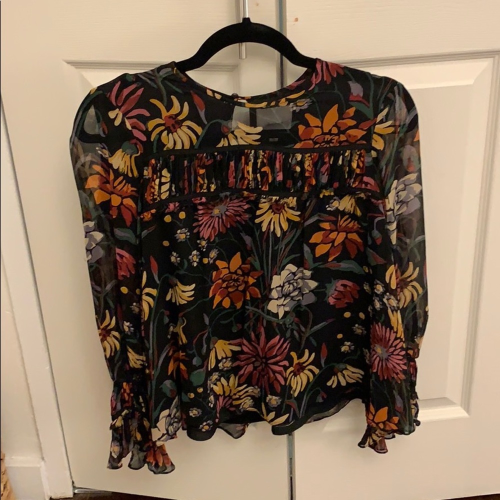 Cinq a sept floral silk blouse